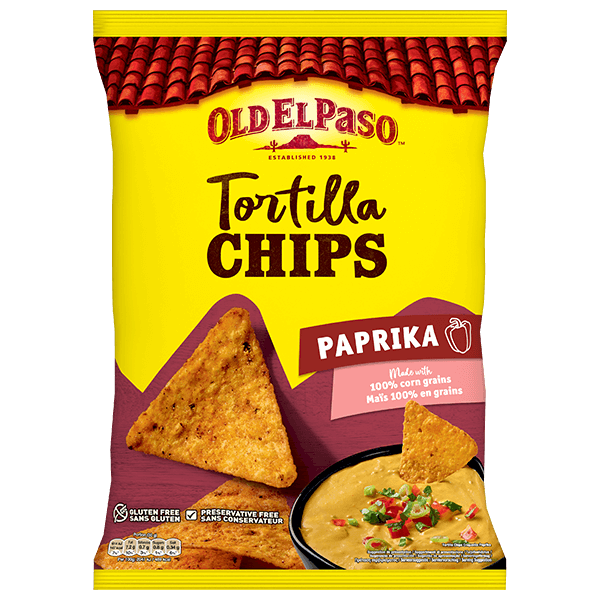 un paquet de chips tortilla au paprika Old El Paso