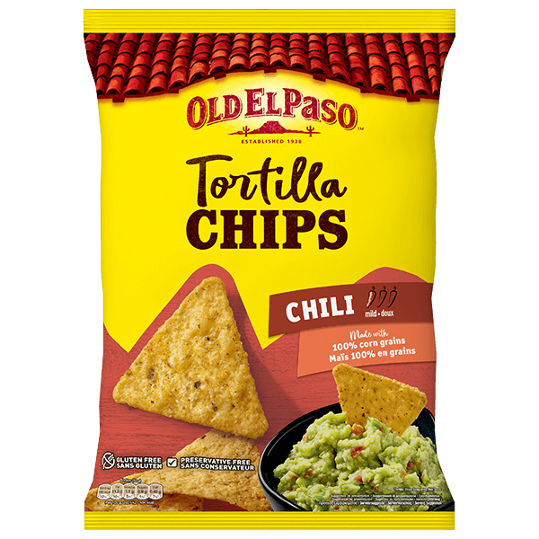 eine Packung Old El Paso Chili Tortilla Chips