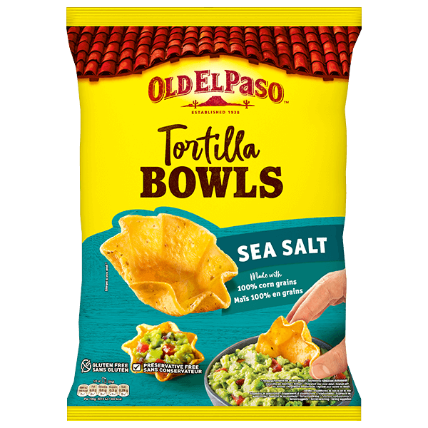 eine Packung Old El Paso Sea Salt Tortilla Bowls, 150g