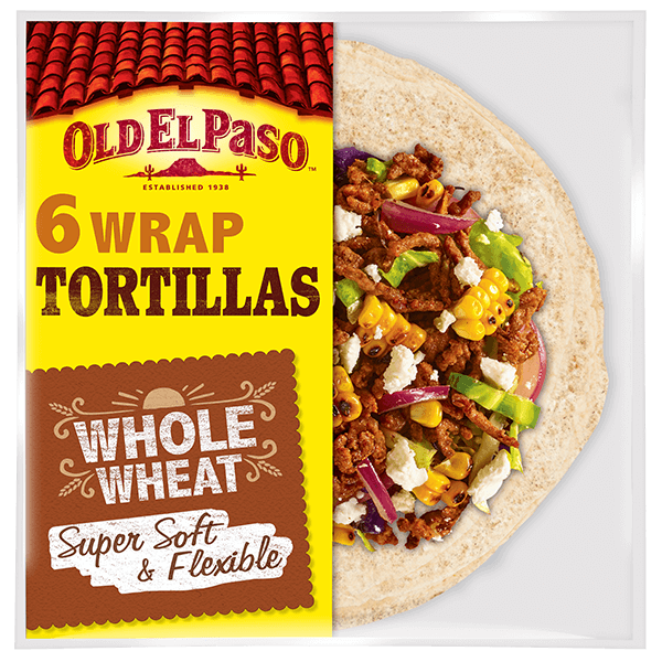 un paquet de tortillas de blé entier Old El Paso, 6 wraps, 350 g