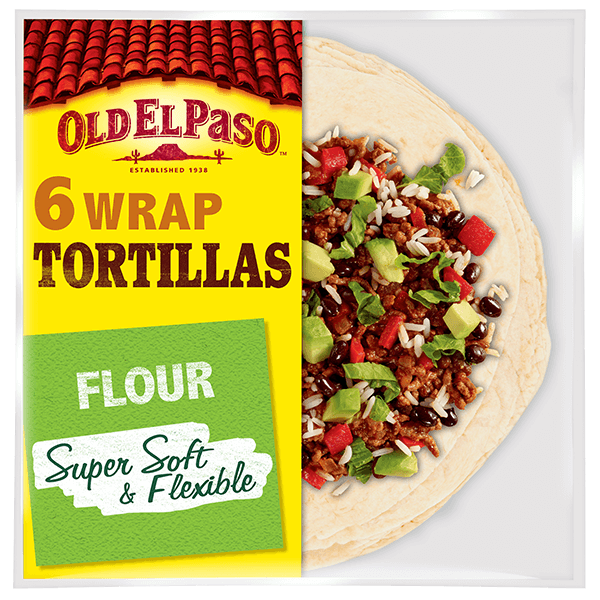 eine Packung Old El Paso Mehl-Tortillas, 6 Wraps, 350 g